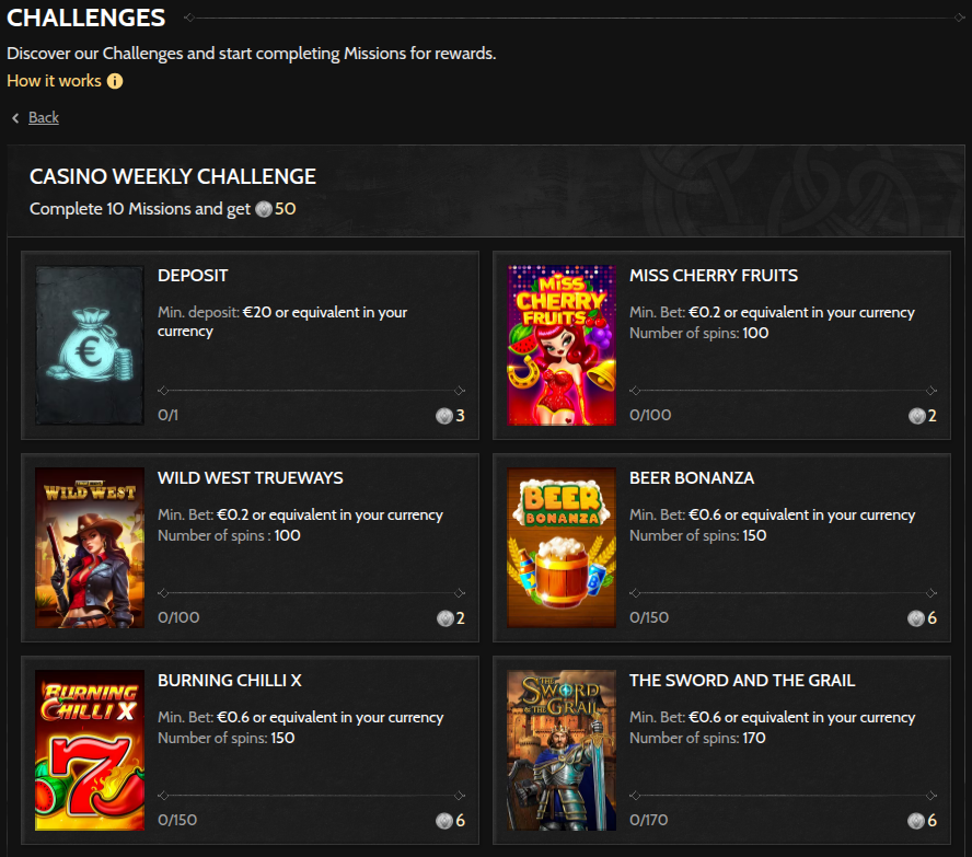 Godz Casino Challenges